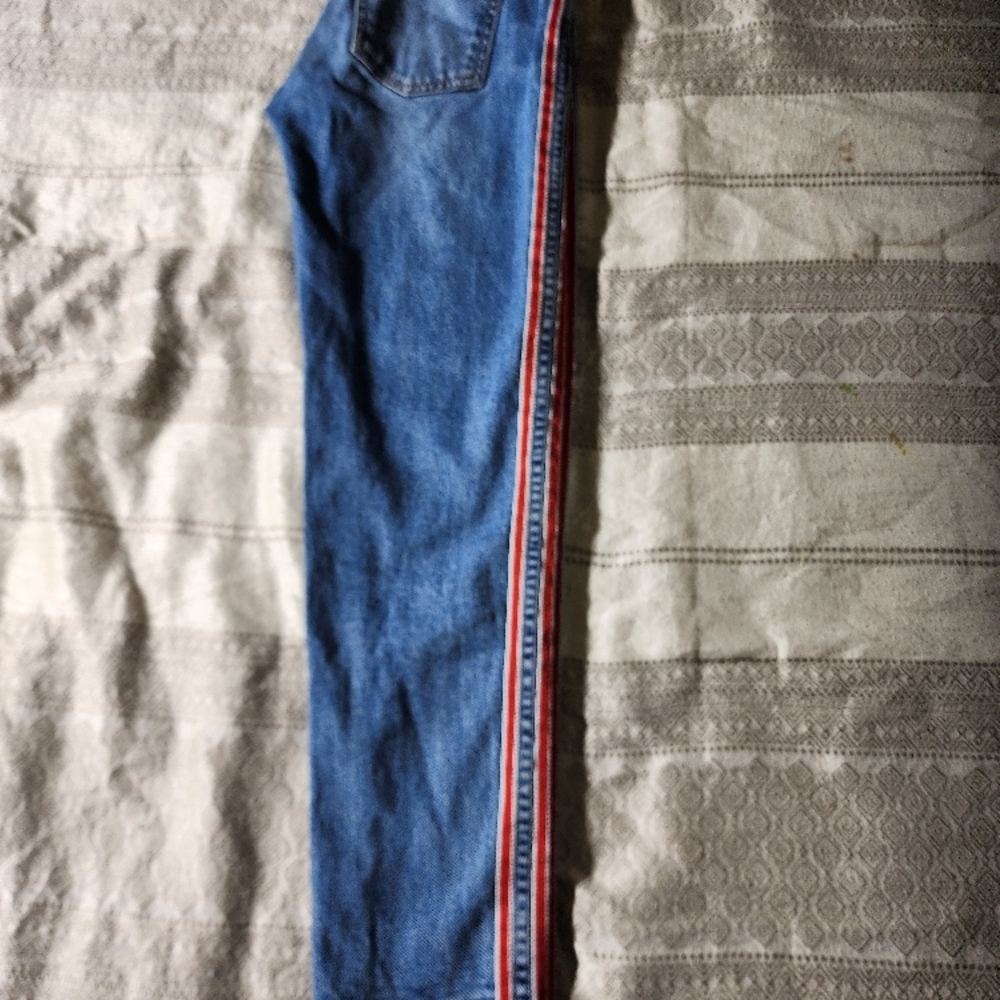 Revice Blue Denim Jeans with Red Stripe Size 25 Mid Rise Str Leg - Picture 3 of 4